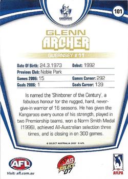2007 Select AFL Supreme #101 Glenn Archer Back